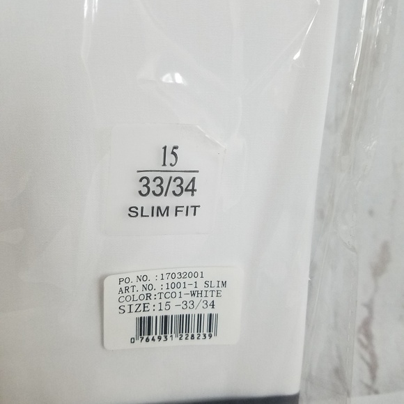 White Mens Dress Shirt Slim Fit - Picture 3 of 3